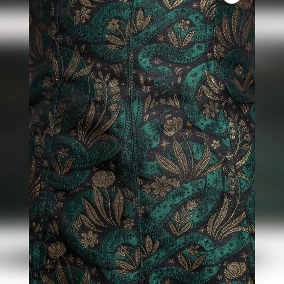 Disturbia Rena Snake Jacquard Mini Dress Darl Green - Picture 3 of 3